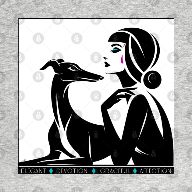 Greyhound Dog And Woman Art Deco by Greyhounds Are Greyt